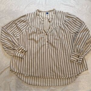 Old Navy Beige and Black Striped Blouse